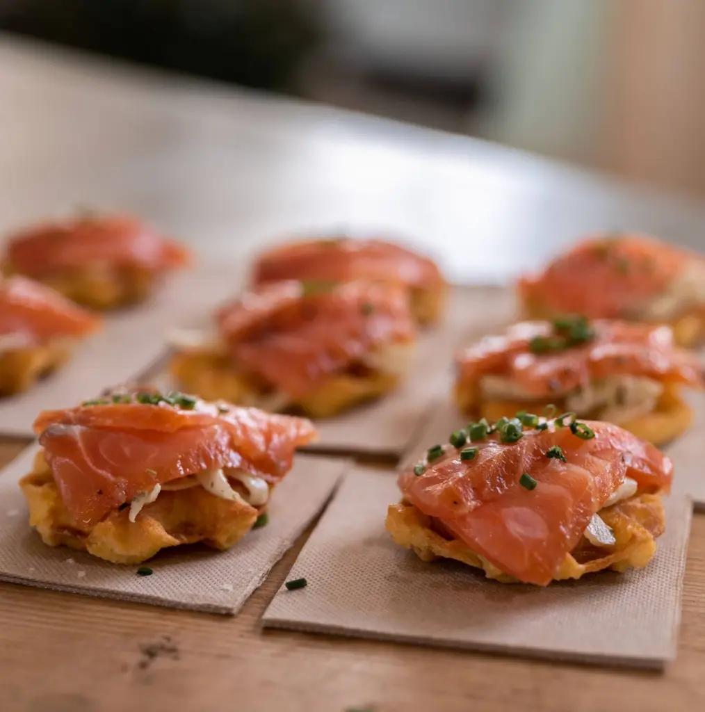 Verse zalm wafels